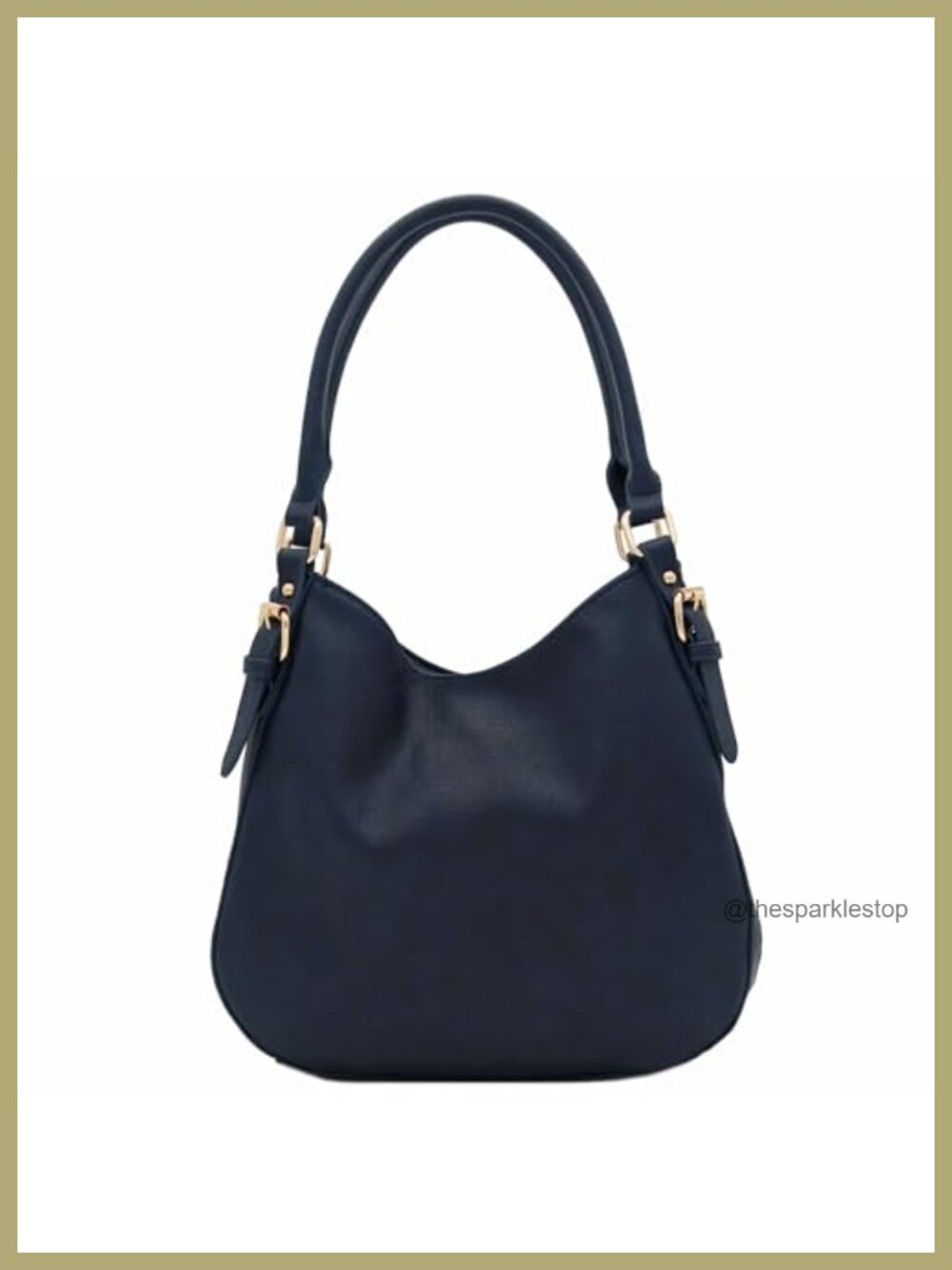 Faux Leather 3 Compartment Hobo Shoulder Bag with Top Handles